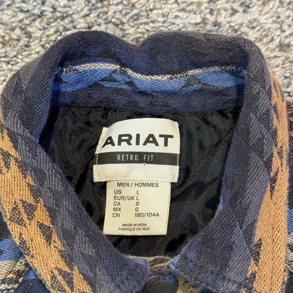 Ariat Men's Hartland Aztec Iron Heather Shirt Jacket-10046390 Size Large